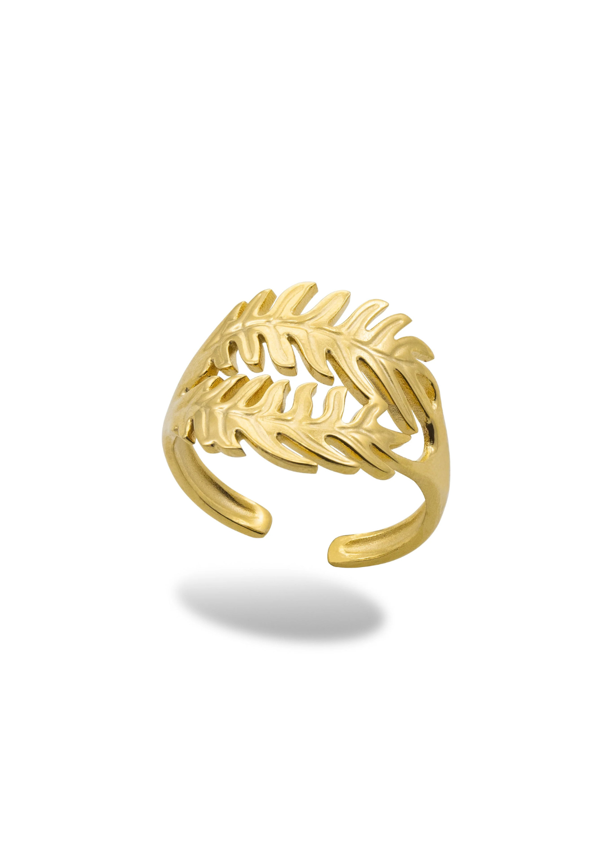 Anillo ajustable con hoja de palma