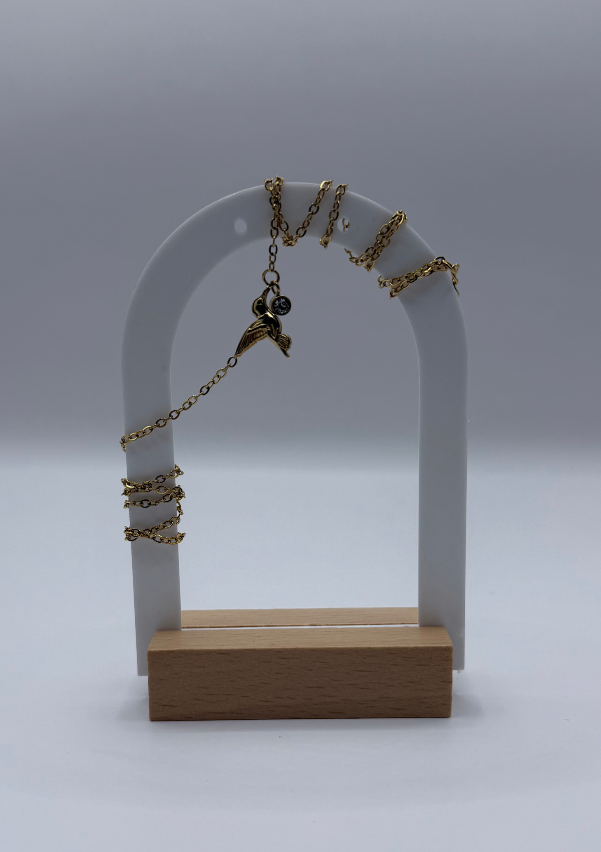 Collar de colibri con cristal