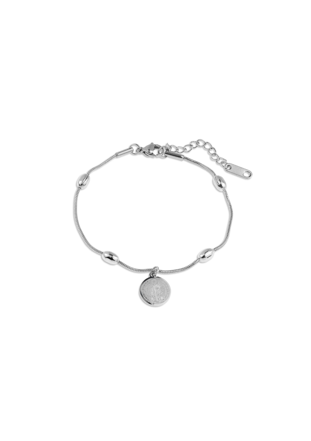 Pulsera cola de raton medalla de san benito