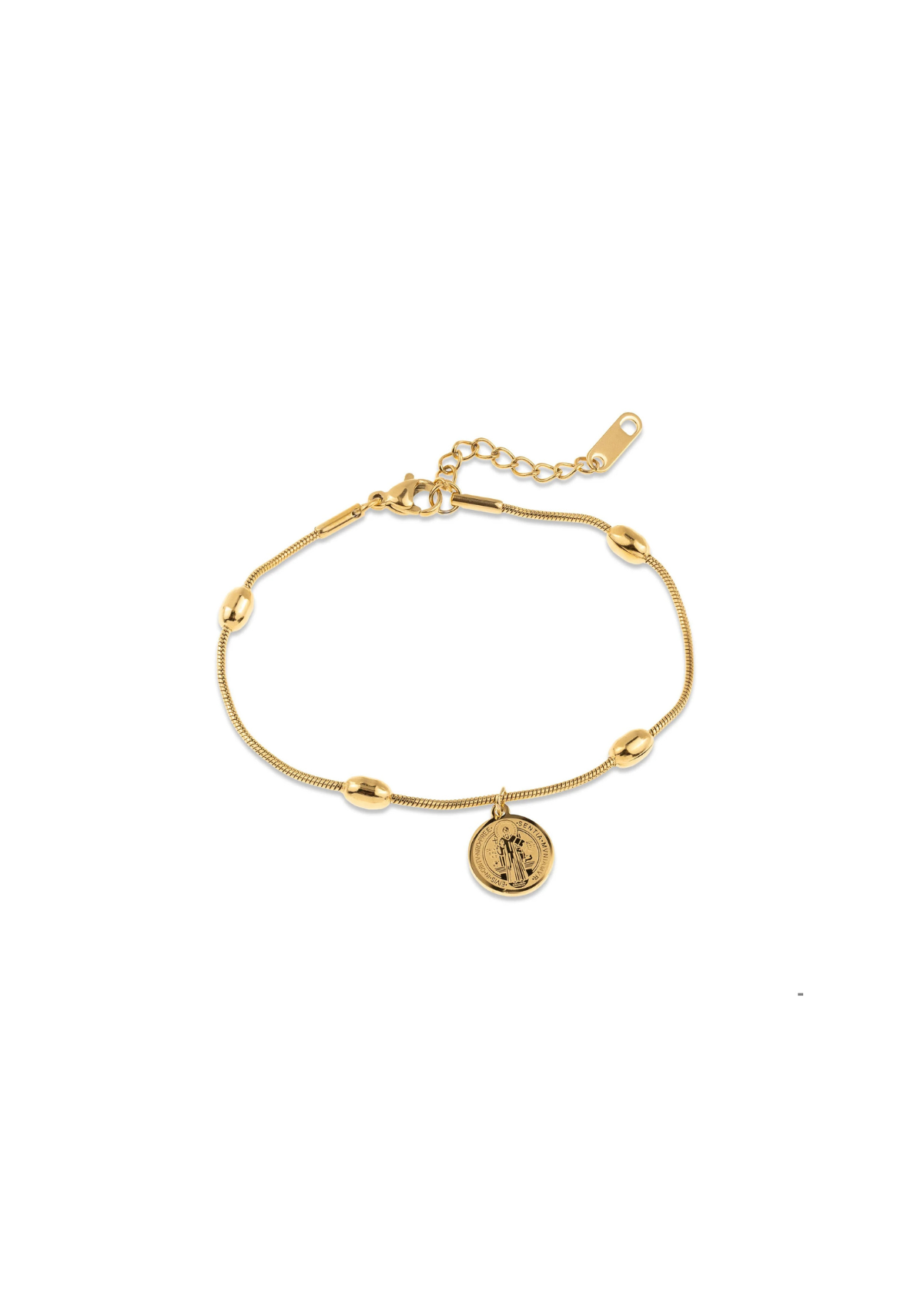 Pulsera cola de raton medalla de san benito